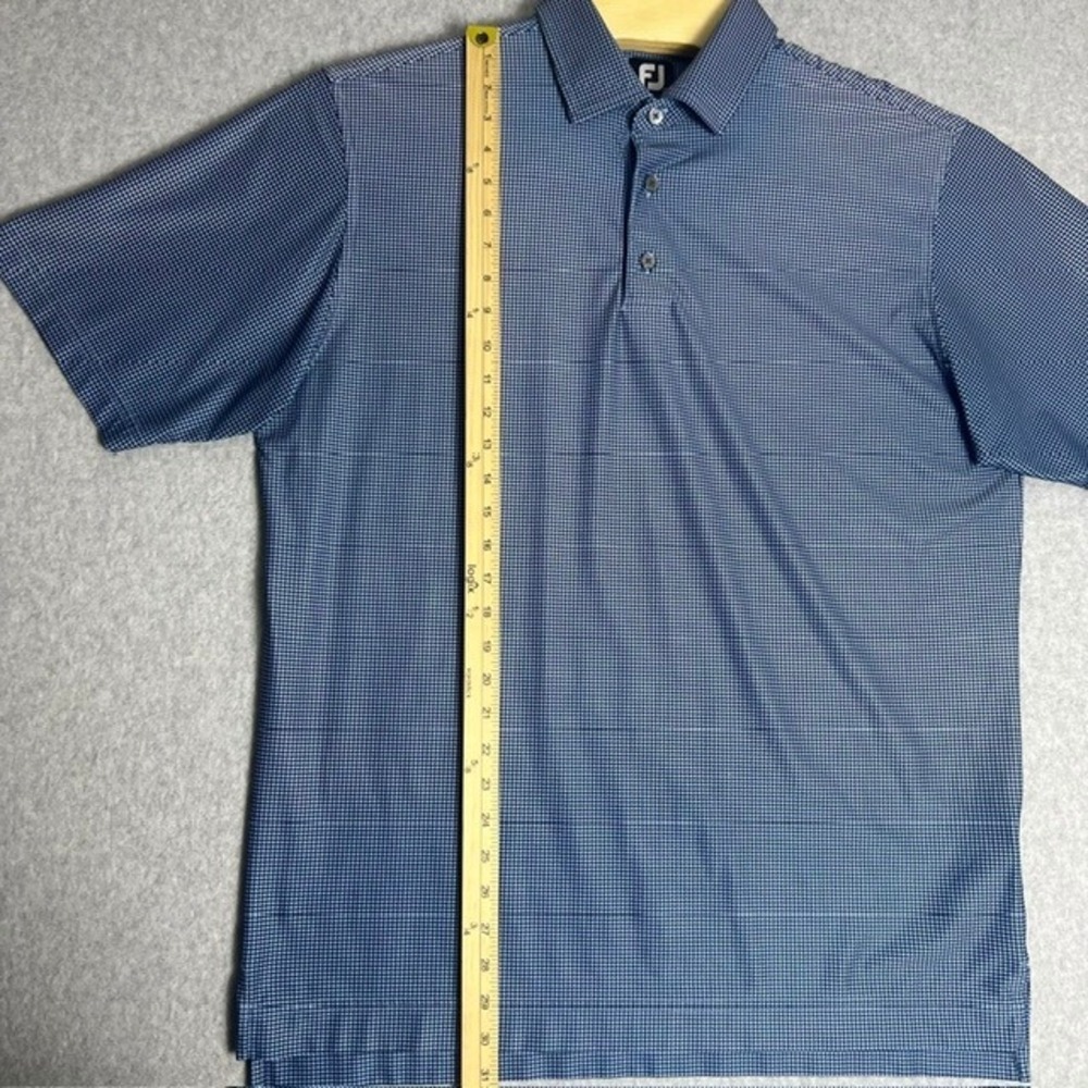FootJoy Men's Blue Houndstooth Weston Hills Logo Polo Shirt Size‎ Large - Picture 7 of 7